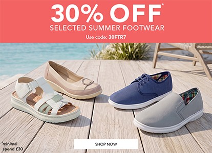 30% off selected summer footwear. use code: 30FTR7
